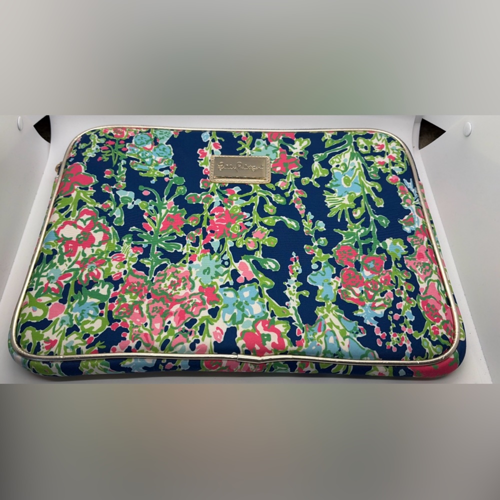 Lilly Pulitzer Floral Padded Laptop Zip Case - Blue, Pink, Green
